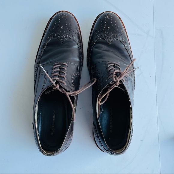 Beckett Simonon Men 12 D Brown Kent Wingtip Brogue Oxford Dress Shoes Longwing - Picture 5 of 12